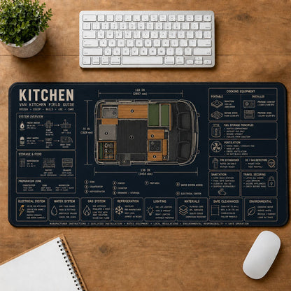 Van Life Kitchen Mobile Adventure Systems Guide Desk Mat | 5To9Vibe