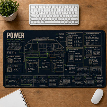 Van Life Power Mobile Adventure Systems Guide Desk Mat | 5To9Vibe