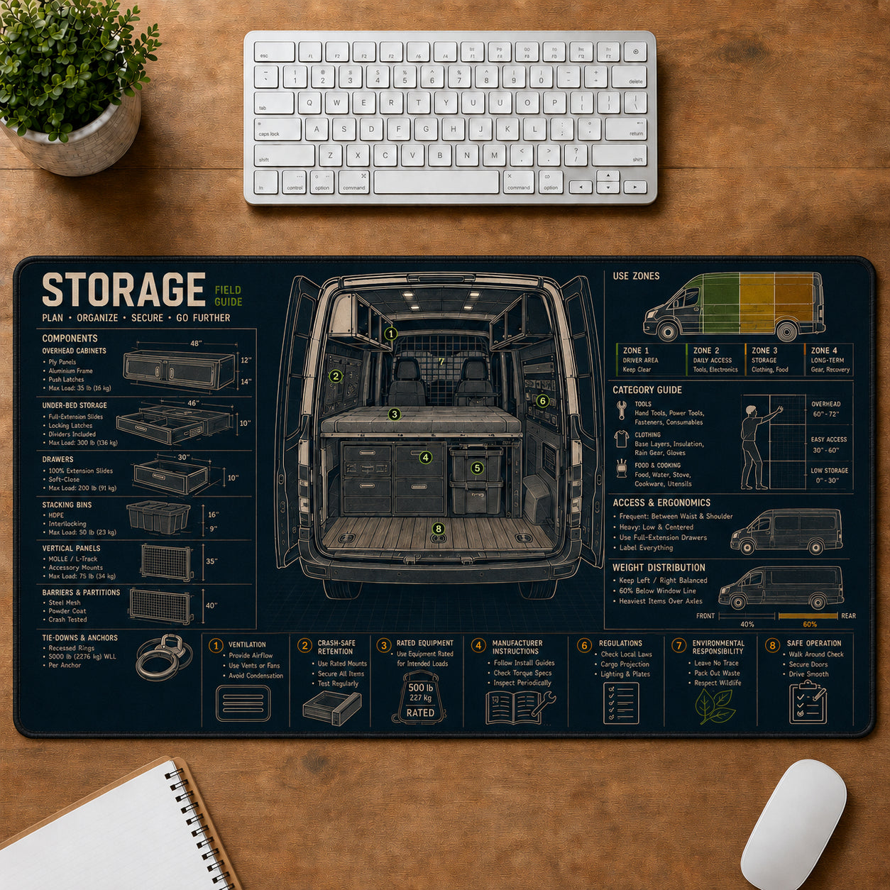 Van Life Storage Mobile Adventure Systems Guide Desk Mat | 5To9Vibe