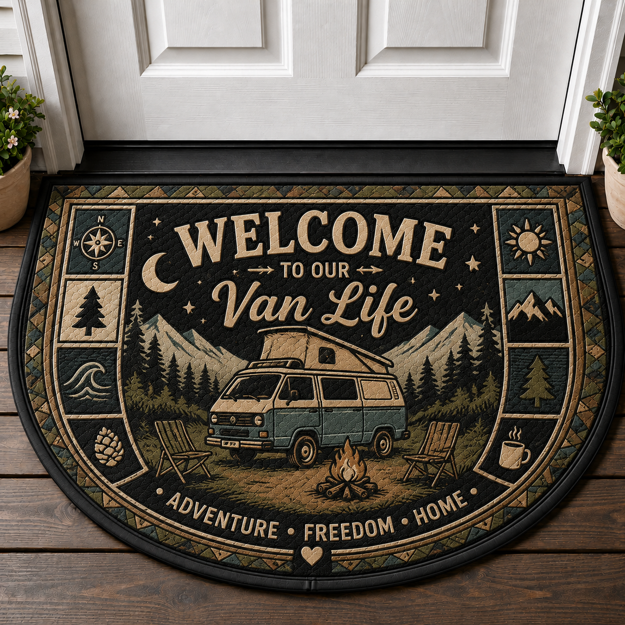 Camp Host Welcome Doormat - RV Camper & Campfire Outdoor Welcome Mat - 5to9vibe