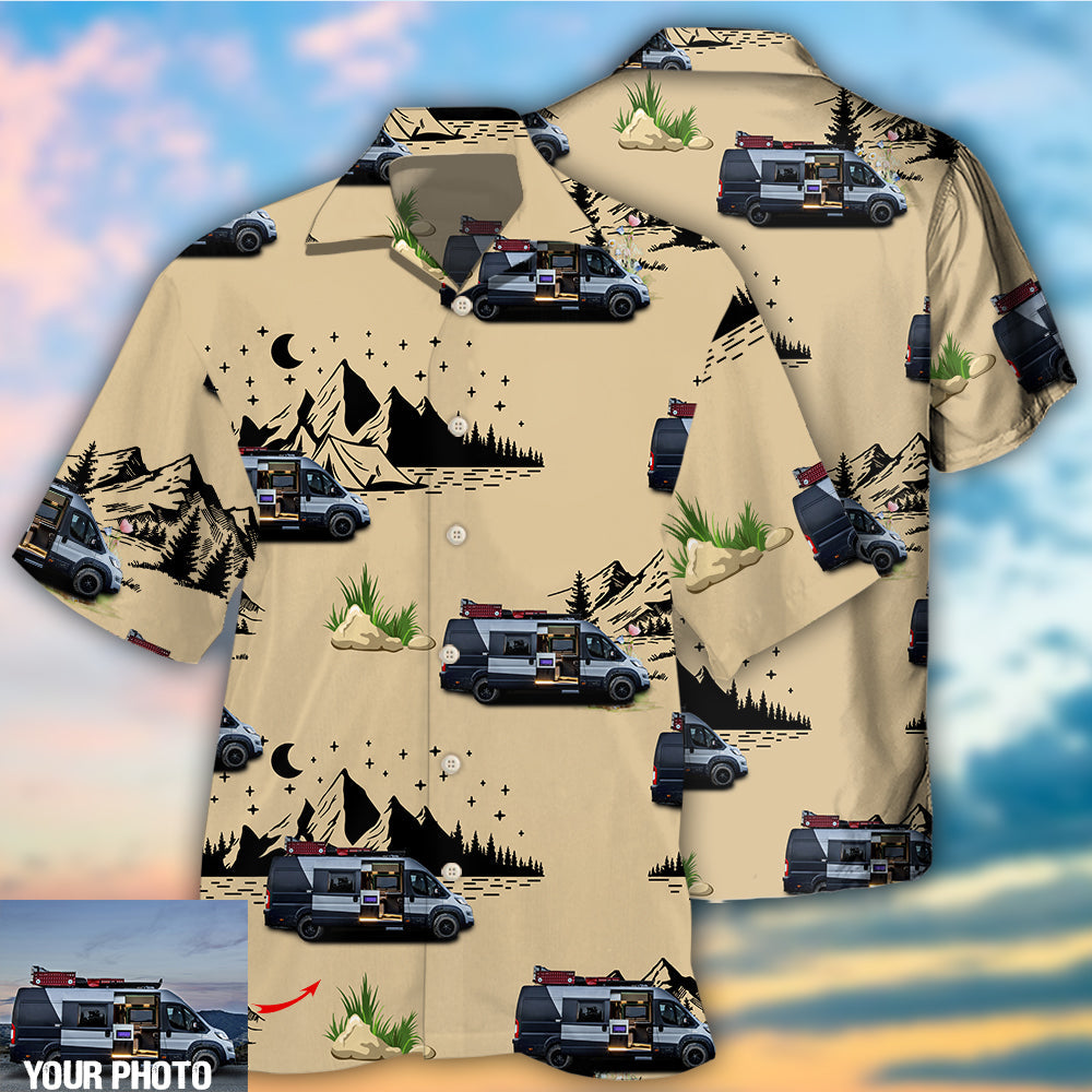 Camping Van Outdoor Life Moon Night Custom Photo - Hawaiian Shirt 