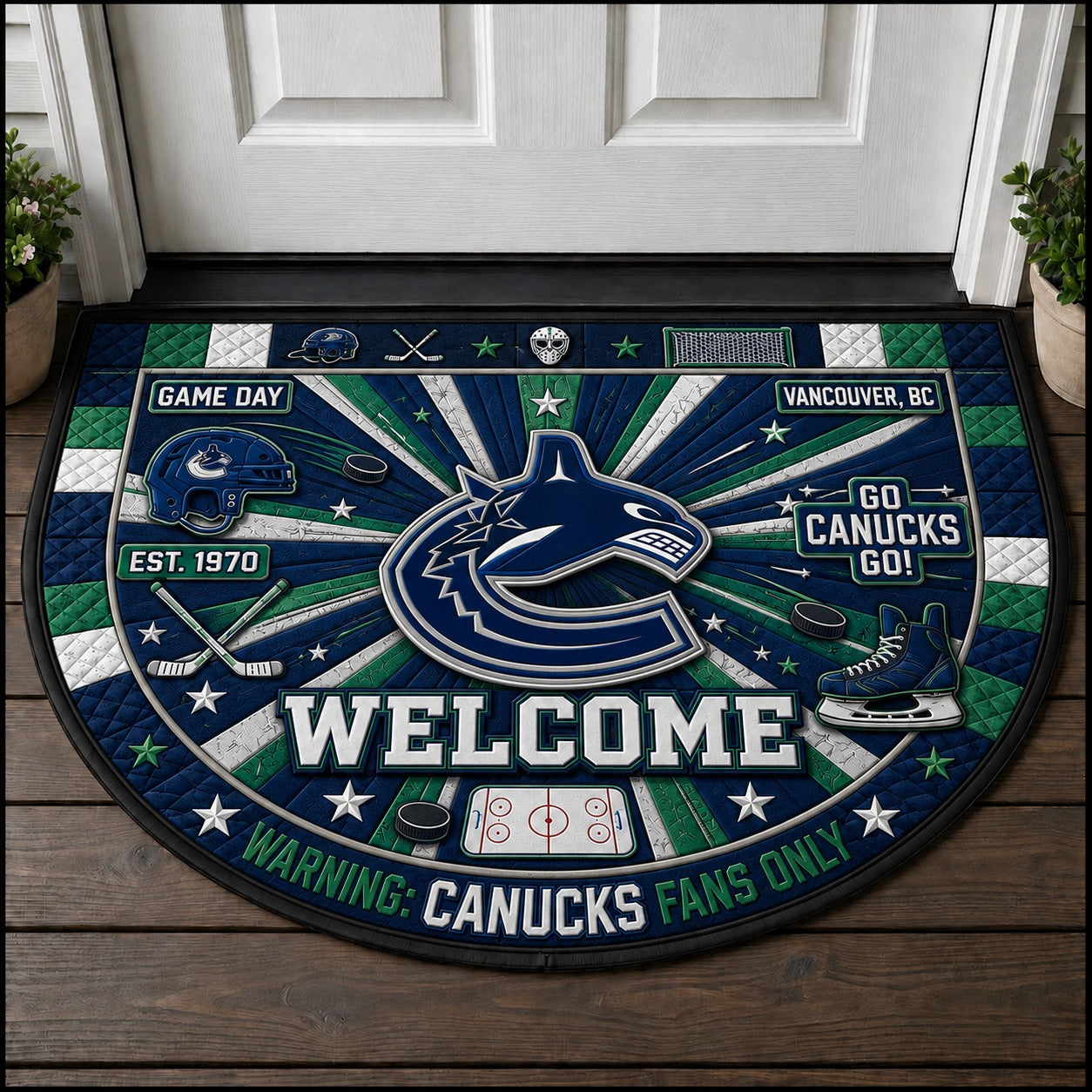 Hockey All Teams Custom Quilted Print Premium Welcome Mat – Personalized Baseball Doormat