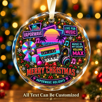 Vaporwave Personalized Glass Ornament | 5To9Vibe