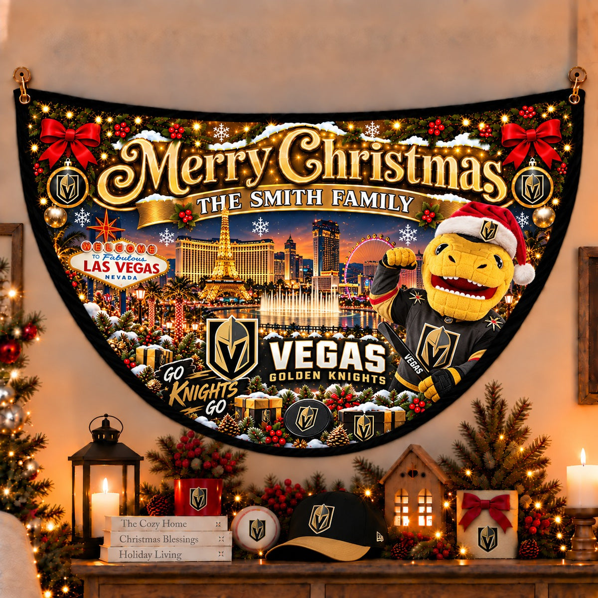 All Hockey Teams Personalized Christmas Night Bunting Flag - 5to9vibe