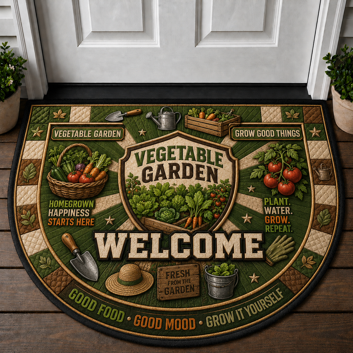 Welcome To Our Vegetable Garden Doormat - Farm Fresh Locally Grown Welcome Mat - 5to9vibe
