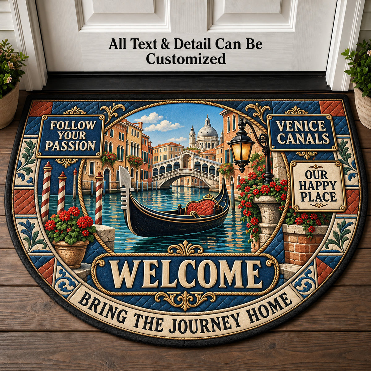 Venice Canals Personalized Half Round Mat | 5To9Vibe