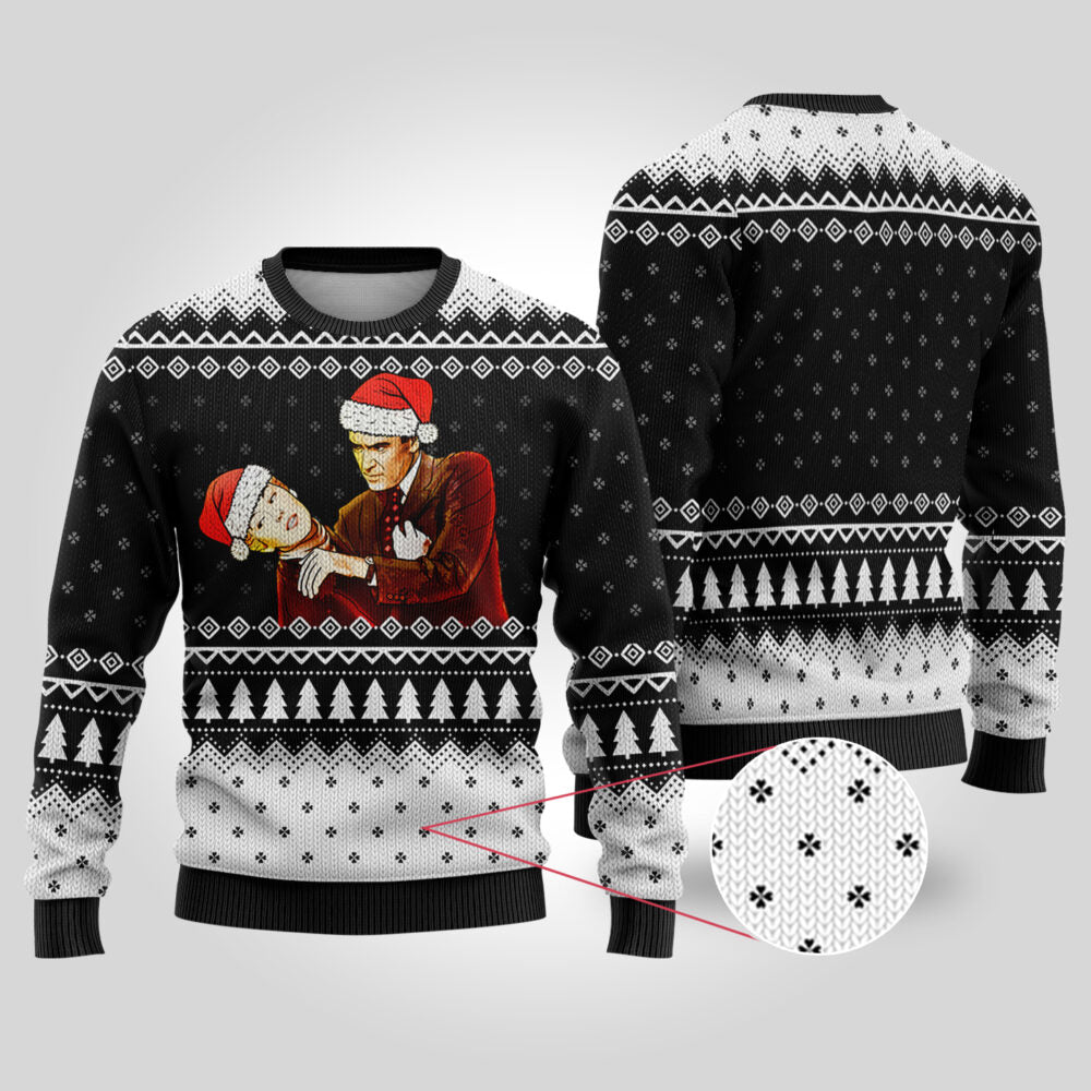 Vertigo Funny Ugly Christmas Sweater Black - Funny Ugly Christmas Sweater