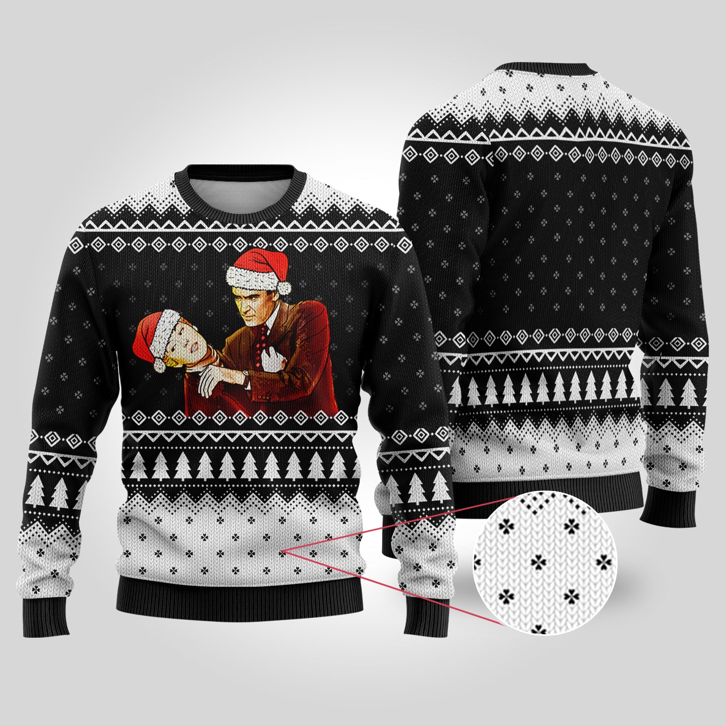 Vertigo Funny Ugly Christmas Sweater Black - Funny Ugly Christmas Sweater