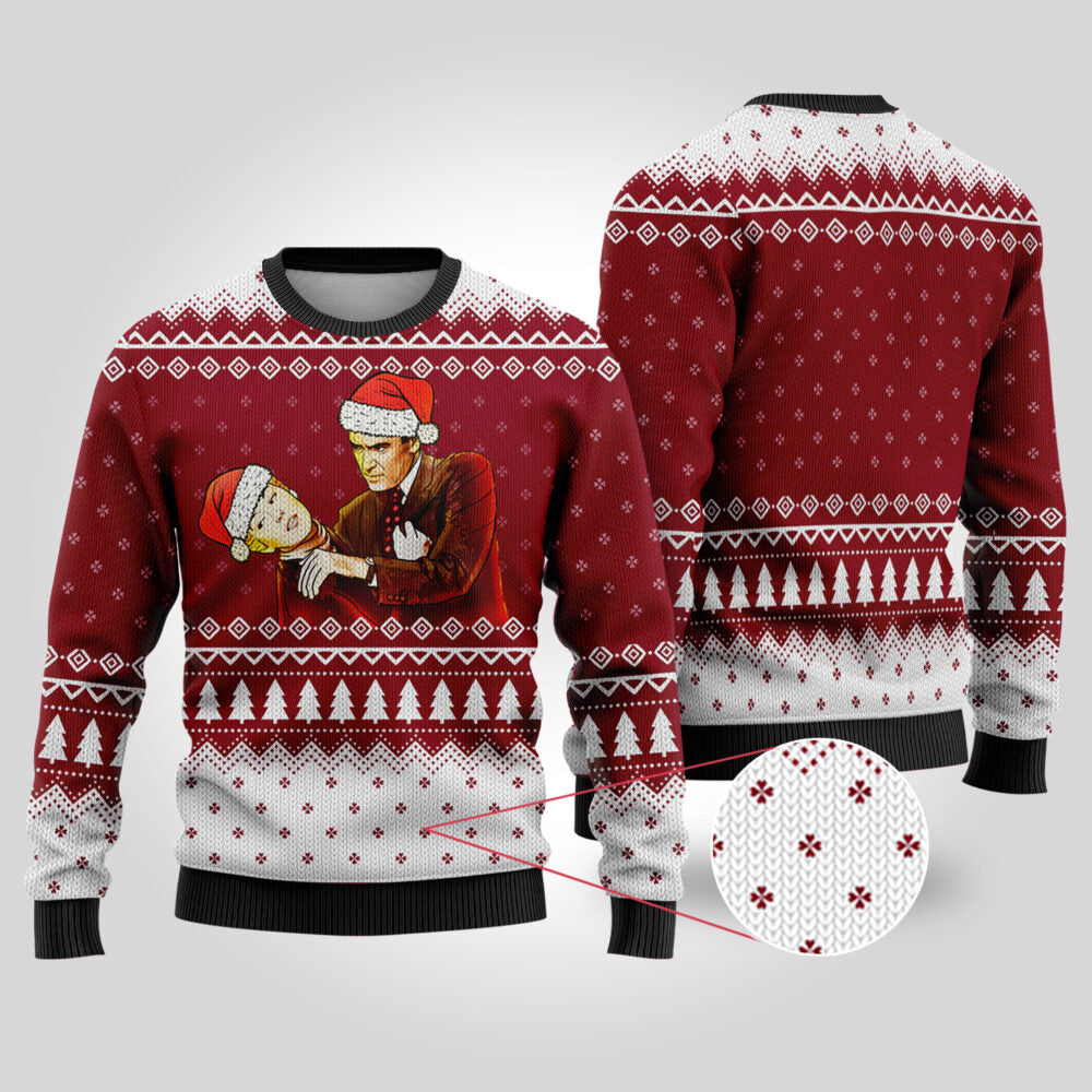 Vertigo Funny Ugly Christmas Sweater Cardinal Red - Funny Ugly Christmas Sweater