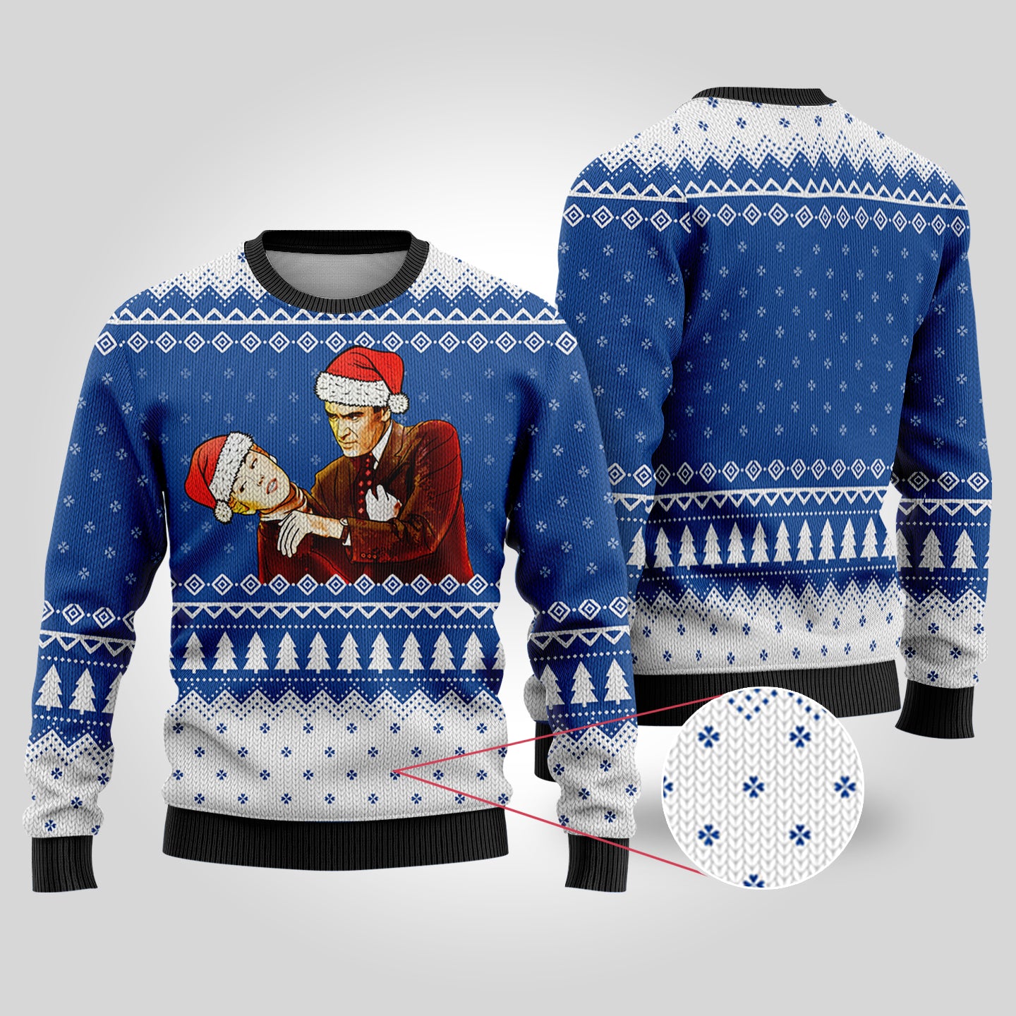 Vertigo Funny Ugly Christmas Sweater Royal - Funny Ugly Christmas Sweater