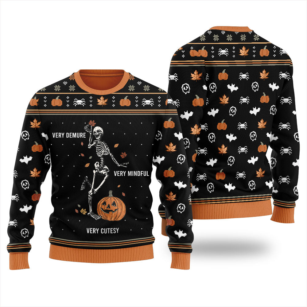 Very Demure Skeleton Ugly Christmas Sweater