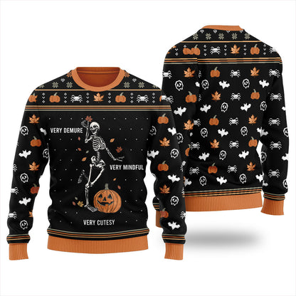 Very Demure Skeleton Ugly Christmas Sweater