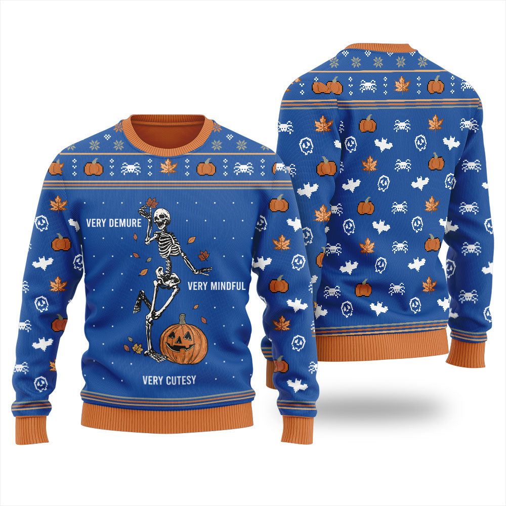 Very Demure Skeleton Ugly Christmas Sweater
