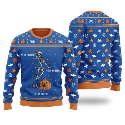 Very Demure Skeleton Ugly Christmas Sweater