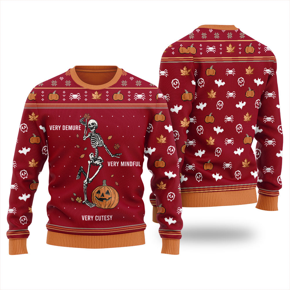 Very Demure Skeleton Ugly Christmas Sweater