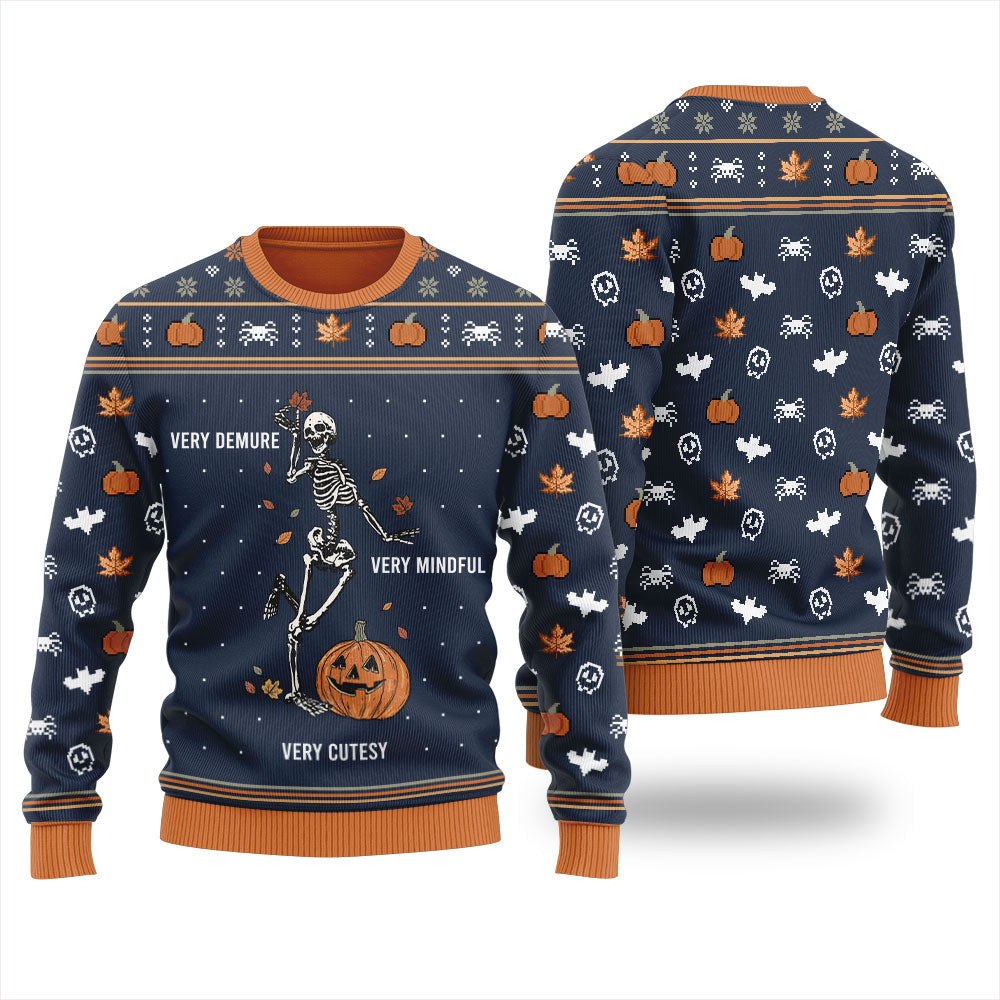 Very Demure Skeleton Ugly Christmas Sweater