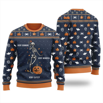 Very Demure Skeleton Ugly Christmas Sweater