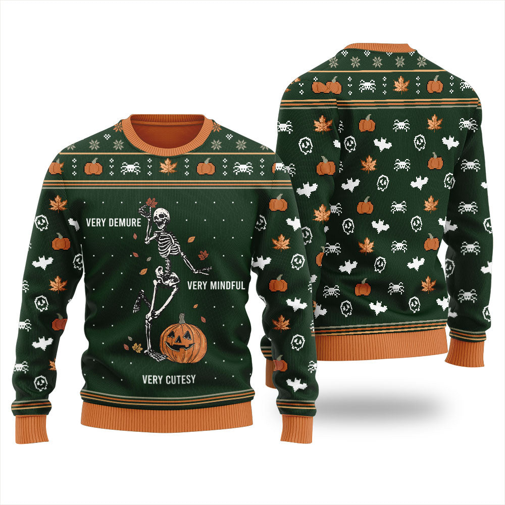 Very Demure Skeleton Ugly Christmas Sweater