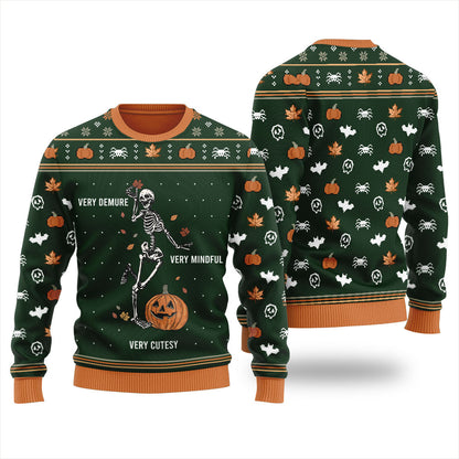 Very Demure Skeleton Ugly Christmas Sweater