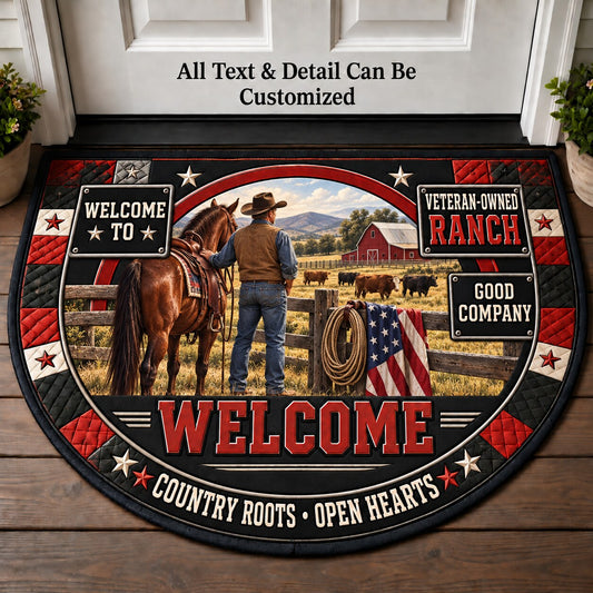 Veteran-Owned Ranch Personalized Half Round Mat | 5To9Vibe