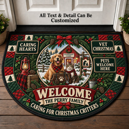 Veterinarian Christmas Personalized Half Round Mat | 5To9Vibe
