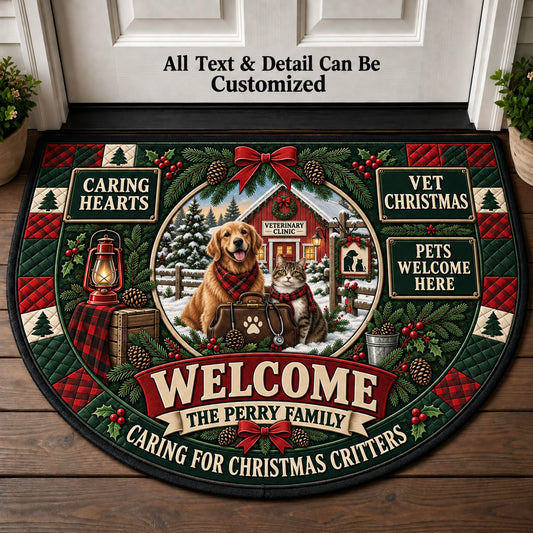 Veterinarian Christmas Personalized Half Round Mat | 5To9Vibe
