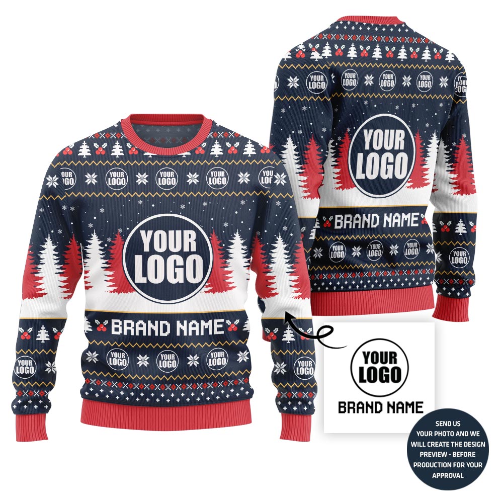 Vibrant Custom Logo And Brand Name For Team Xmas Sweater