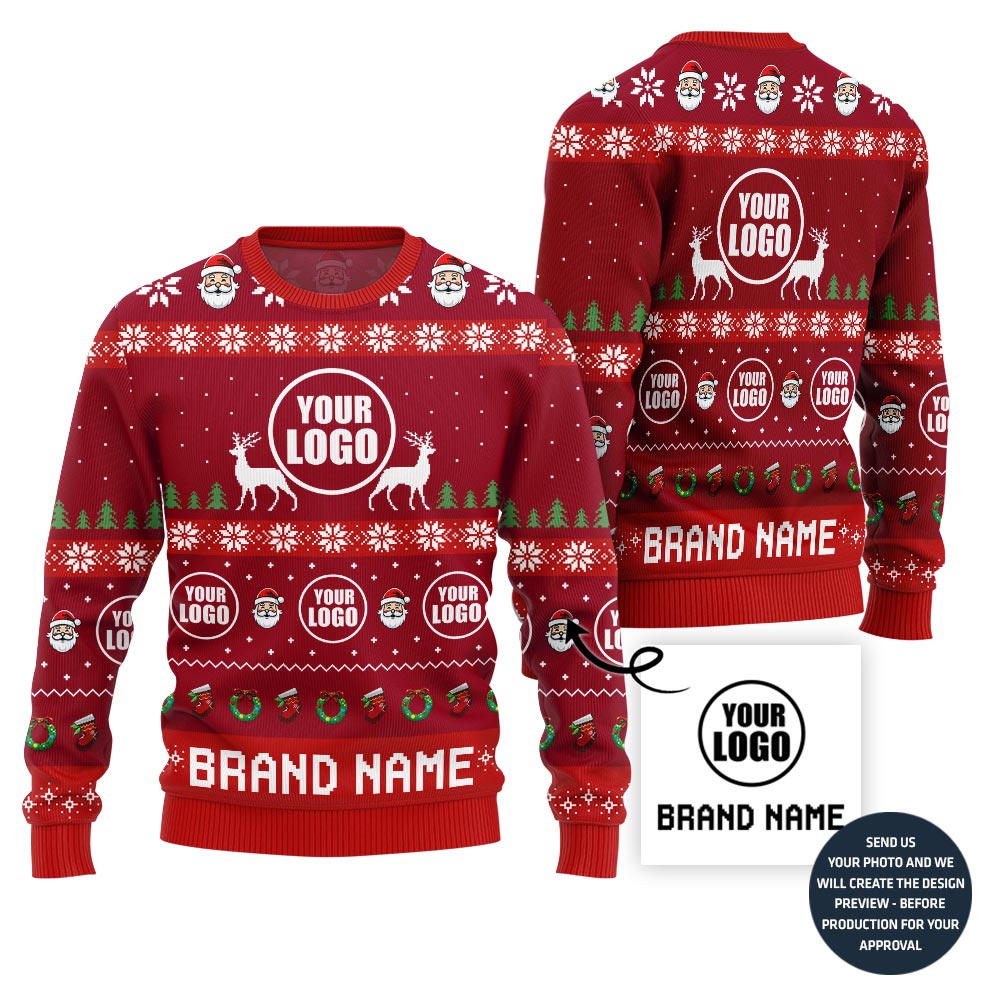 Vibrant Custom Logo And Name Ugly Xmas Sweater For Brand
