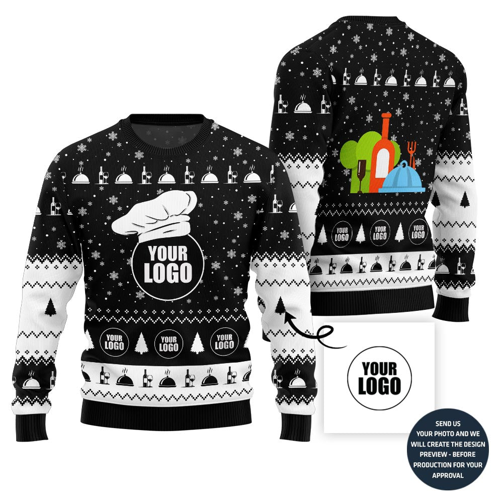 Vibrant Custom Logo Ugly Xmas Sweater For Restaurant Team