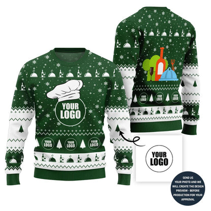 Vibrant Custom Logo Ugly Xmas Sweater For Restaurant Team