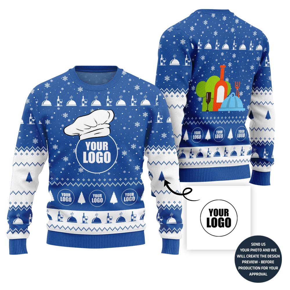Vibrant Custom Logo Ugly Xmas Sweater For Restaurant Team