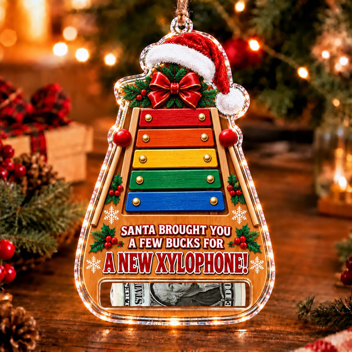 Vibraphone Christmas money holder ornament