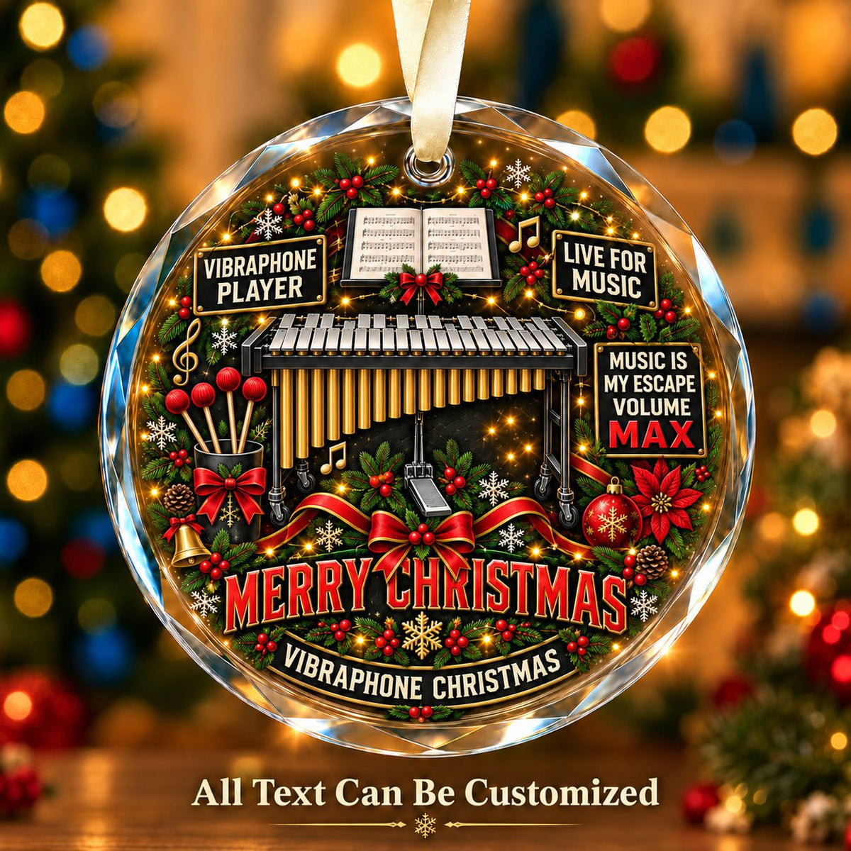 Vibraphone Player Personalized Glass Ornament | 5To9Vibe