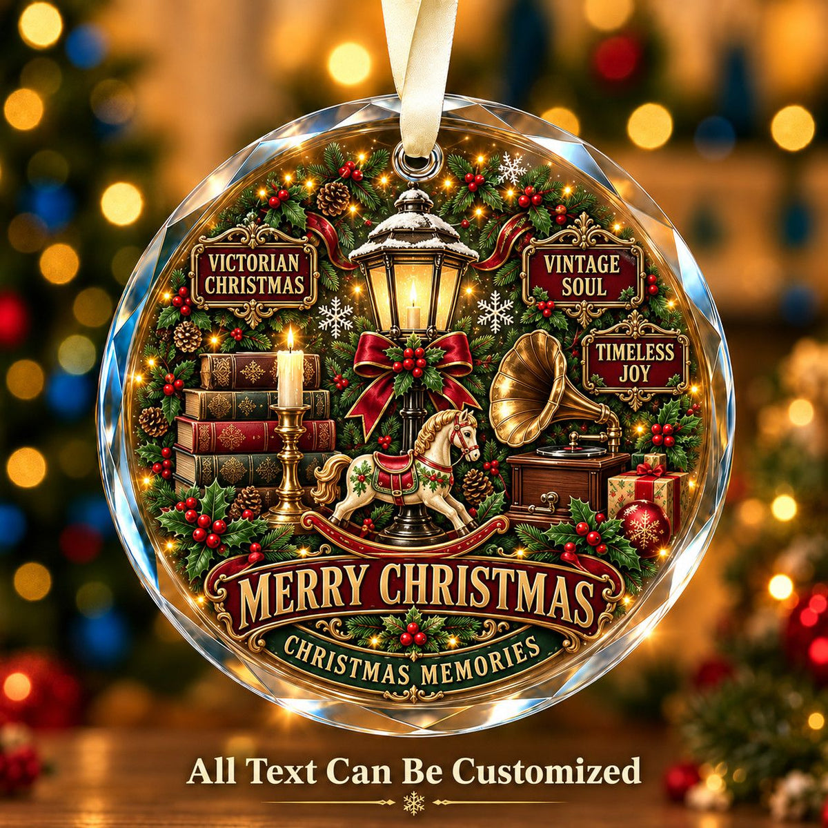 Victorian Christmas Personalized Glass Ornament | 5To9Vibe