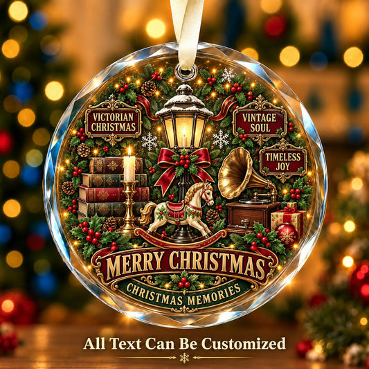 Victorian Christmas Personalized Glass Ornament | 5To9Vibe