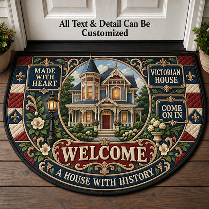 Victorian House Personalized Half Round Mat | 5To9Vibe