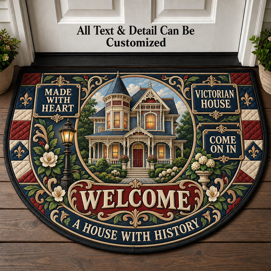 Victorian House Personalized Half Round Mat | 5To9Vibe