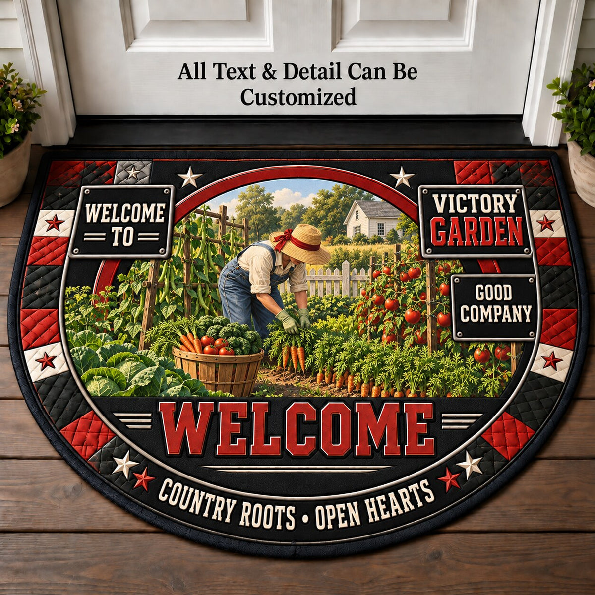 Victory Garden Personalized Half Round Mat | 5To9Vibe