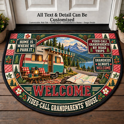 Video-Call Grandparents' RV Road Trips Personalized Half Round Mat | 5To9Vibe