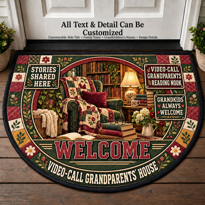 Video-Call Grandparents' Reading Nook Personalized Half Round Mat | 5To9Vibe