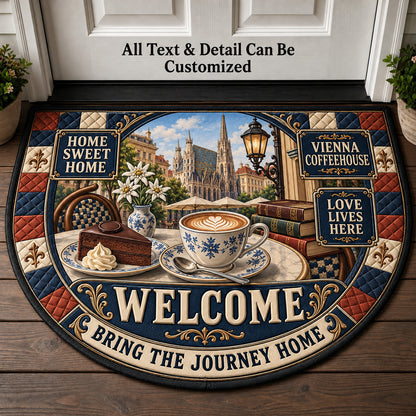 Vienna Coffeehouse Personalized Half Round Mat | 5To9Vibe