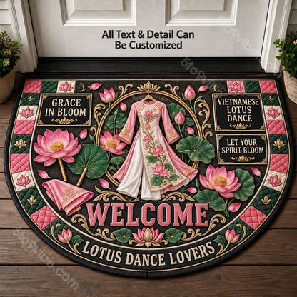 Vietnamese Lotus Dance Personalized Half Round Mat | 5To9Vibe