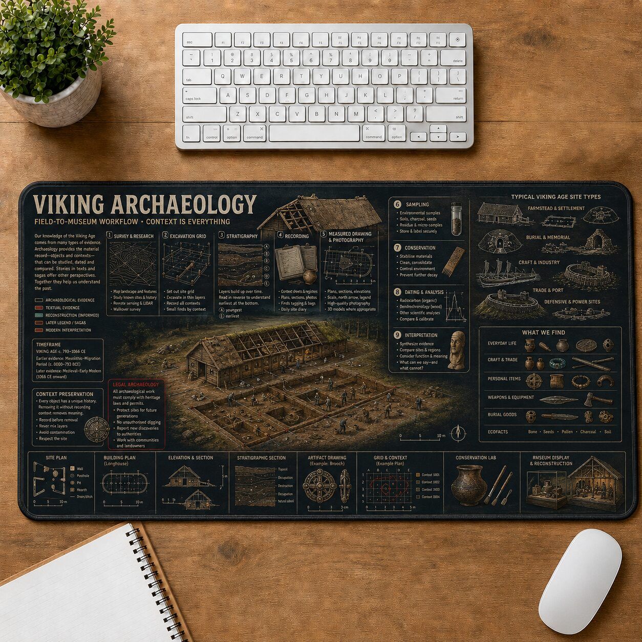 Viking Archaeology Viking History and Culture Guide Desk Mat | 5To9Vibe