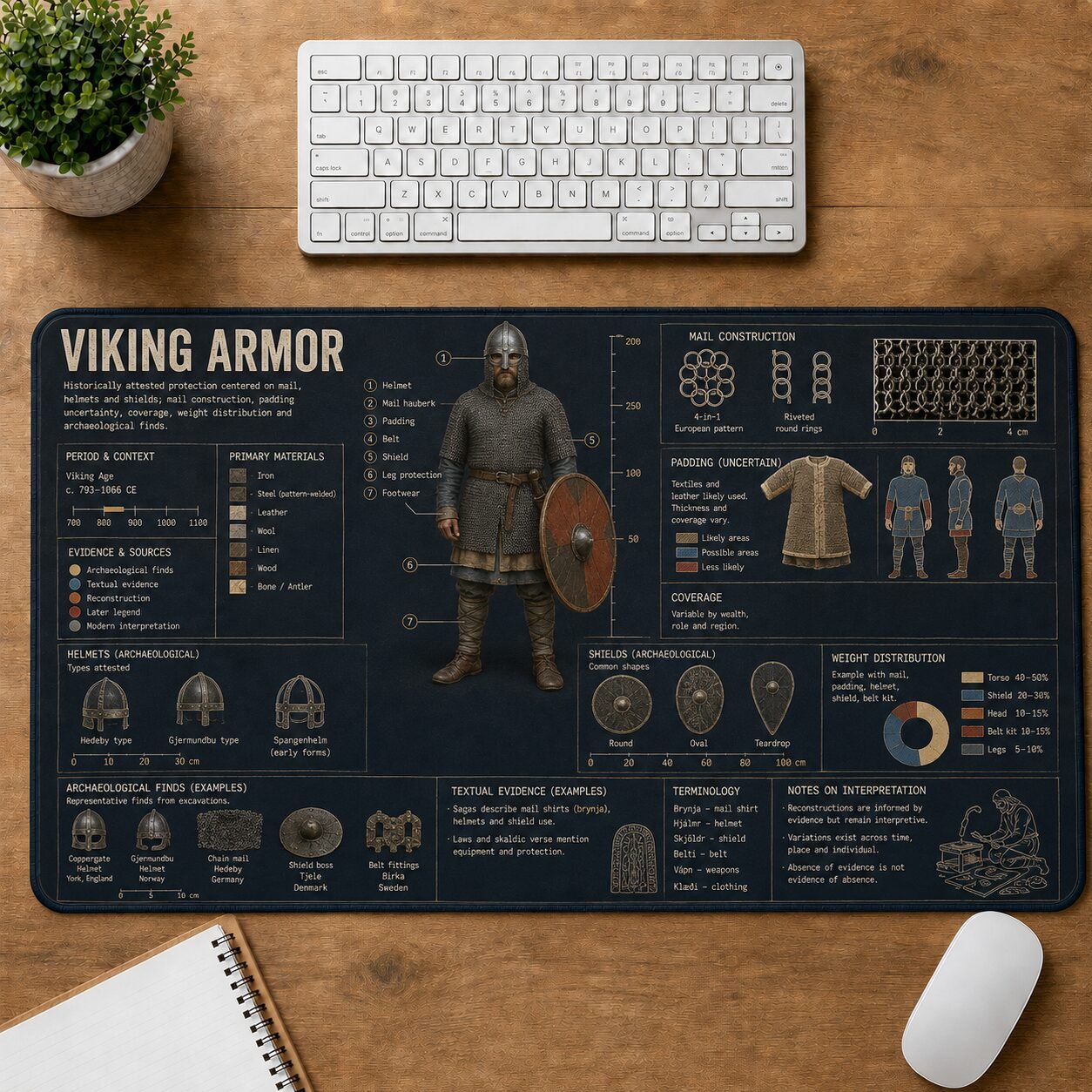 Viking Armor Viking History and Culture Guide Desk Mat | 5To9Vibe