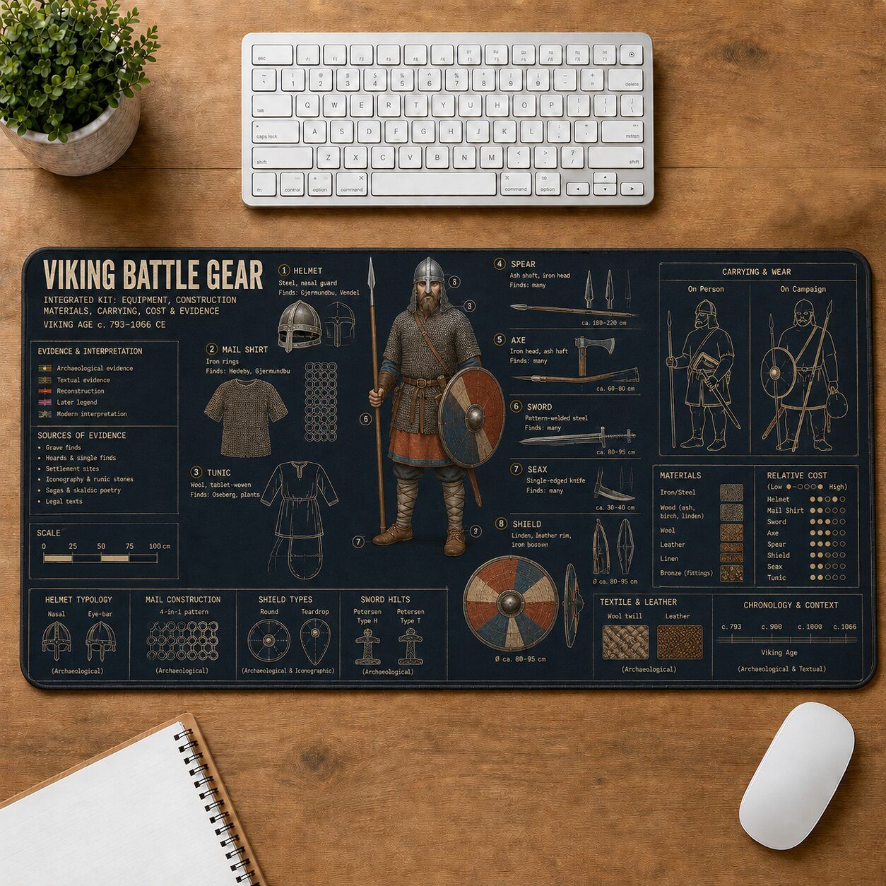 Viking Battle Gear Viking History and Culture Guide Desk Mat | 5To9Vibe