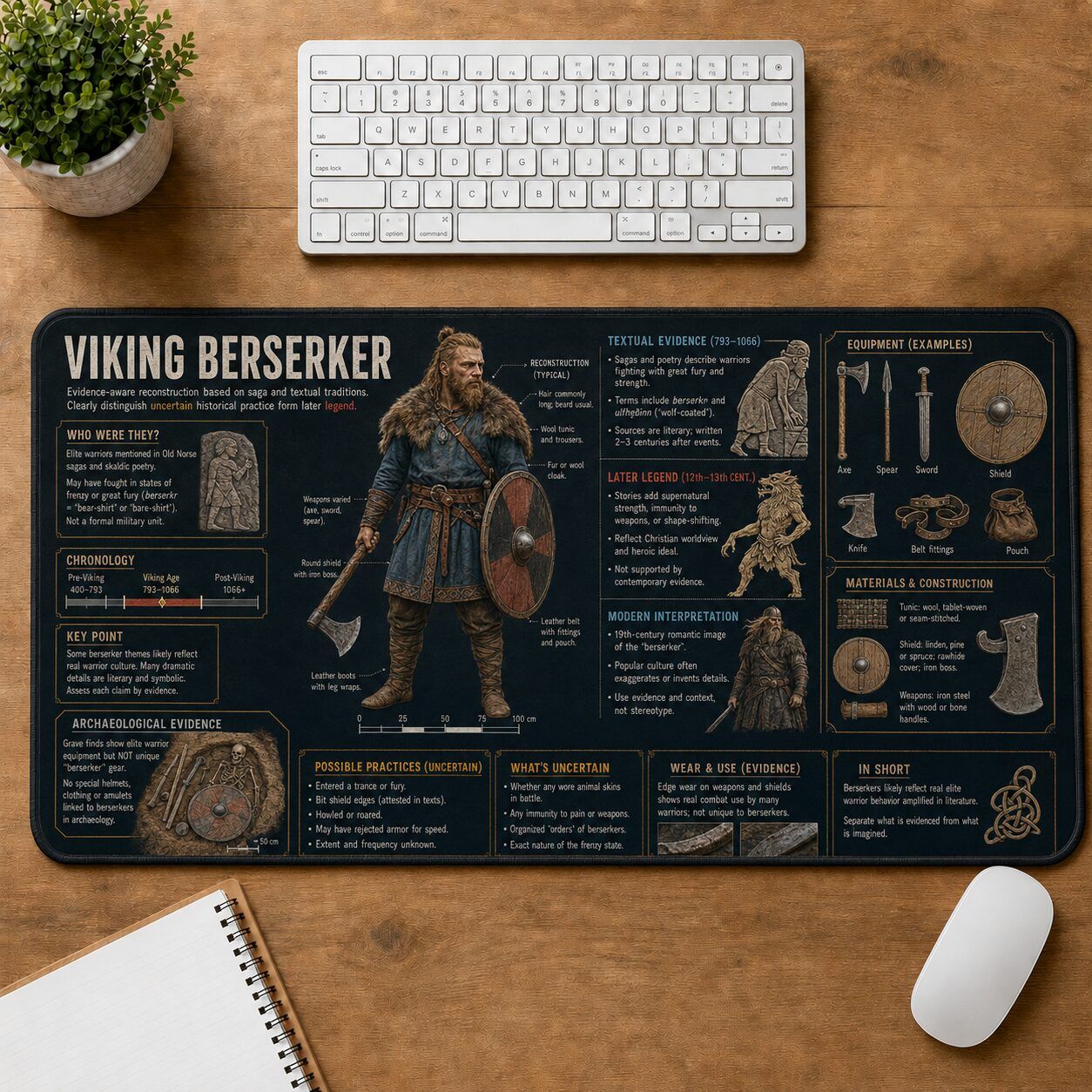 Viking Berserker Viking History and Culture Guide Desk Mat | 5To9Vibe