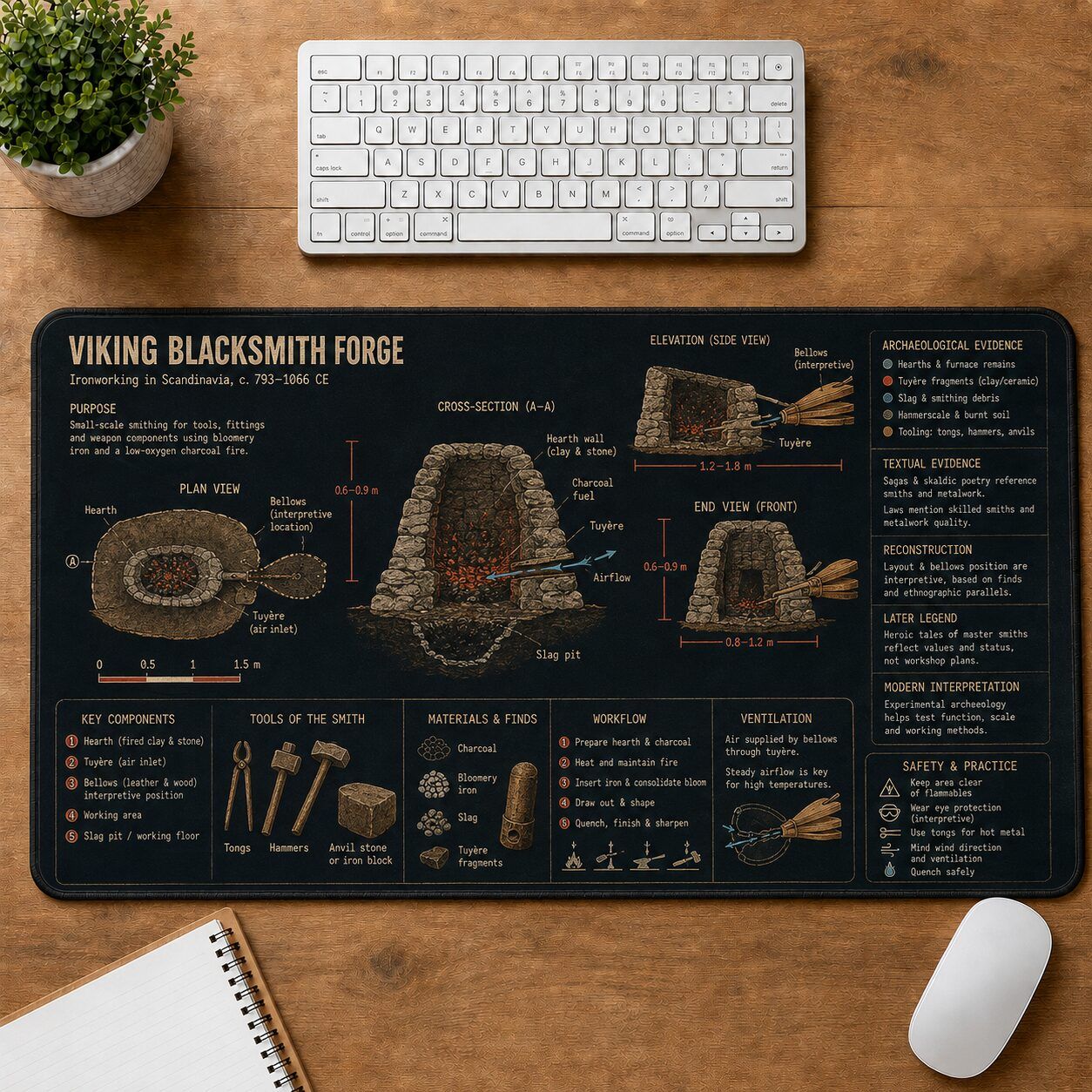 Viking Blacksmith Forge Viking History and Culture Guide Desk Mat | 5To9Vibe