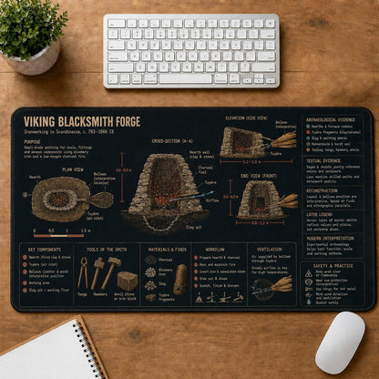 Viking Blacksmith Forge Viking History and Culture Guide Desk Mat | 5To9Vibe