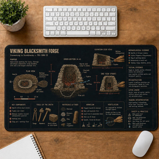 Viking Blacksmith Forge Viking History and Culture Guide Desk Mat | 5To9Vibe