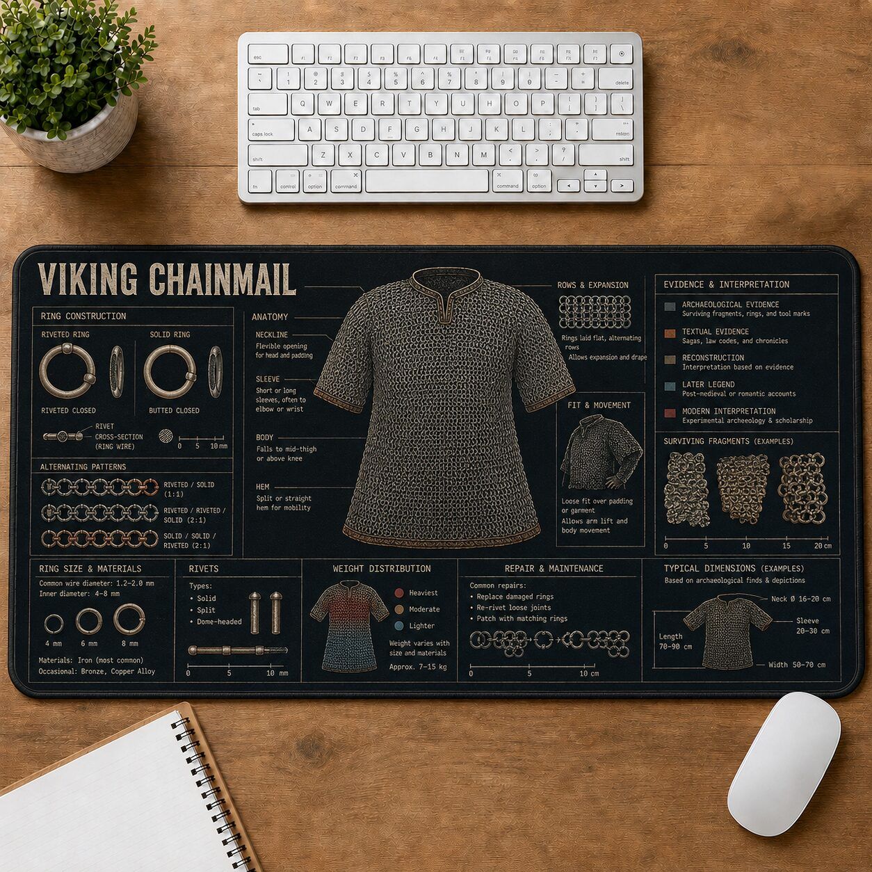 Viking Chainmail Viking History and Culture Guide Desk Mat | 5To9Vibe